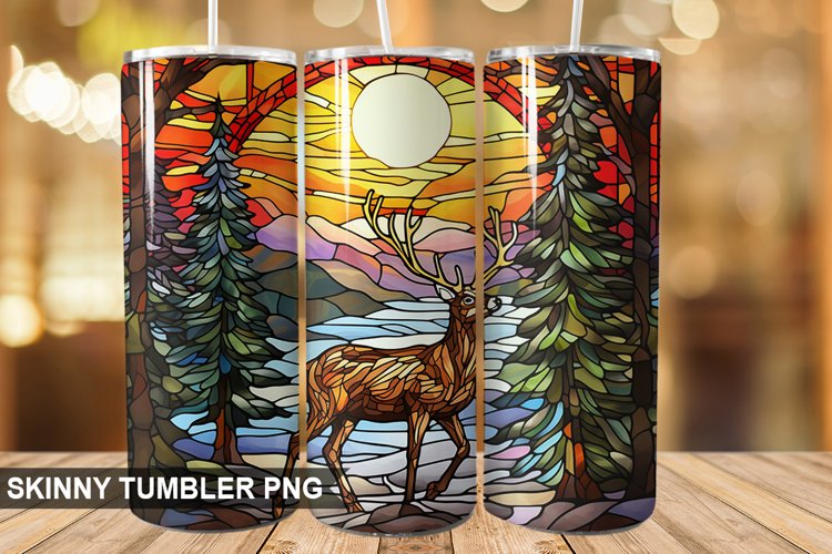 Christmas Stained Glass deer Tumbler Design