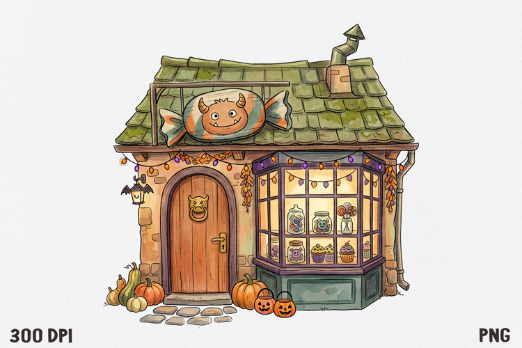 Whimsical Fantasy Cottage Clipart PNG, Autumn Shop House.