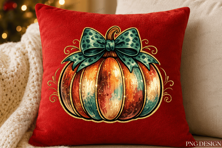 Glitter Fall Pumpkin Sublimation Design