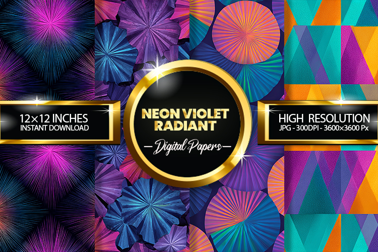 Neon Violet Radiant Digital Papers - 04 variations