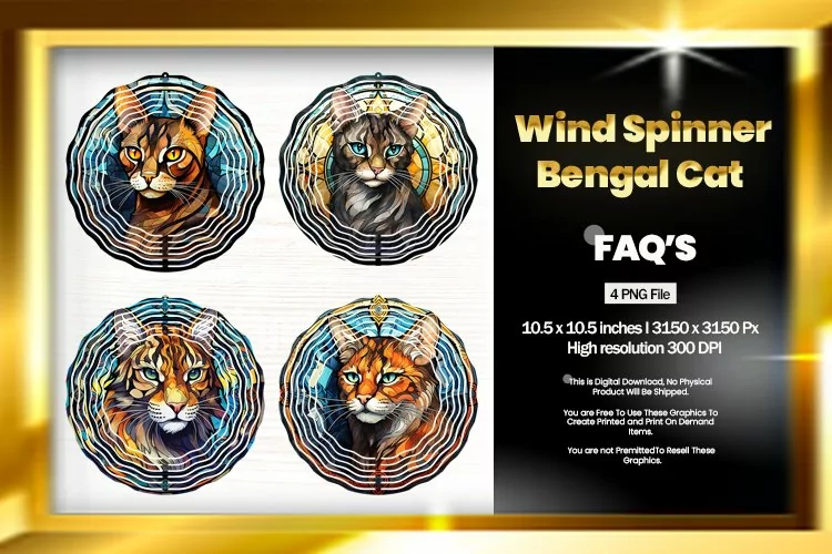 Bengal Cat Wind Spinner Sublimation - 04 Variations