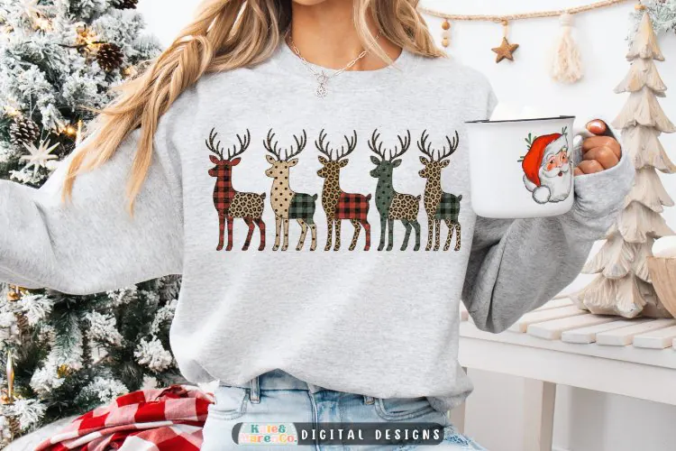 Leopard Reindeer PNG | Preppy Christmas Deer PNG