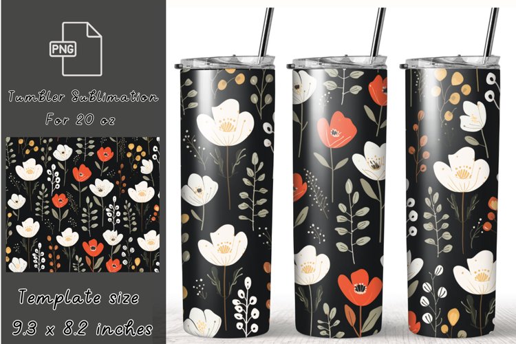 Flowers 20 oz skinny tumbler wrap sublimation
