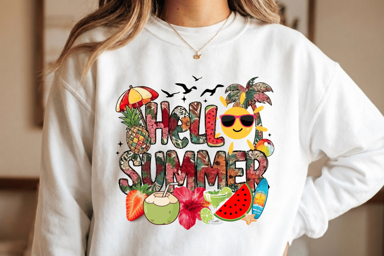 Hello Summer PNG sublimation |Beach & Summer PNG T-Shirt