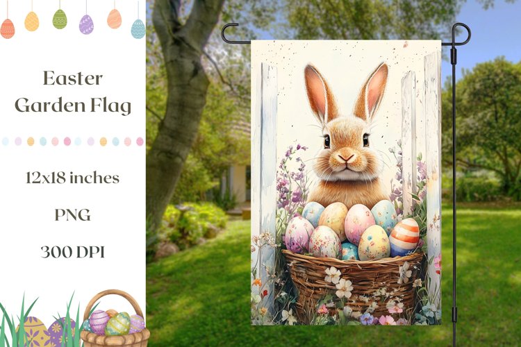 Happy Easter Garden Flag, Welcome Garden Flag, Easter Basket