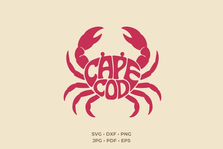 Cape Cod SVG | Crab Shape Word Art | Beach Quote PNG