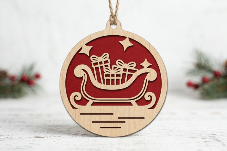 Christmas Ornament SVG - Laser Cut Layered Bauble Star