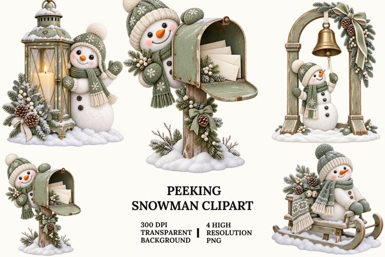 Little Christmas Gnome Clipart with Gifts, Treats and Snow example image 1