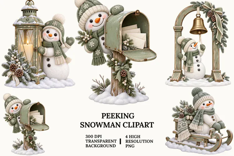 Little Christmas Gnome Clipart with Gifts, Treats and Snow