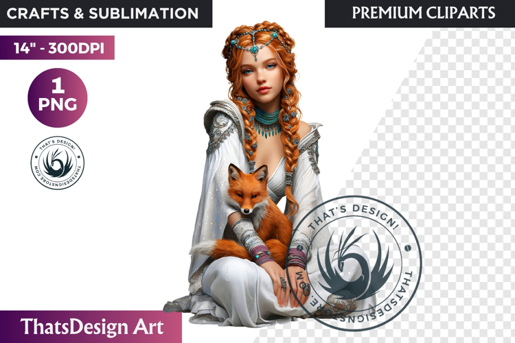 Fantasy Boreal Winter Girls Warrior & Ice Queen Clipart
