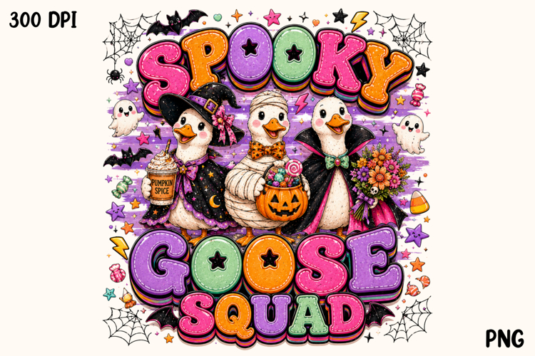 Spooky Goose Squad Cute Halloween Goose PNG