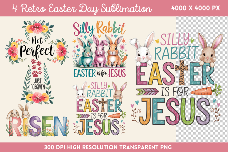 Retro Easter Day Sublimation PNG