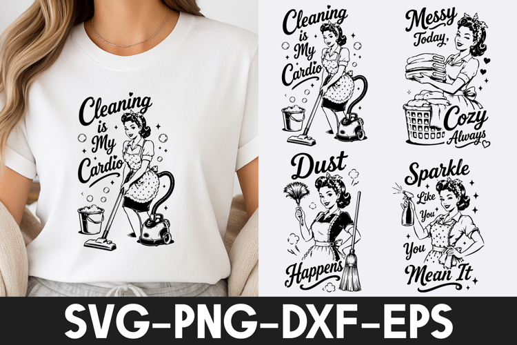 Retro Cleaning Lady Vintage Design SVG