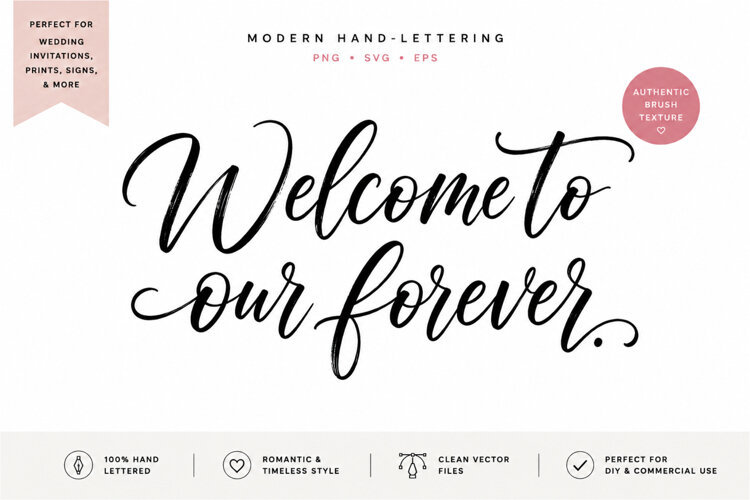 Wedding Welcome Sign Hand Lettering PNG EPS example image 1