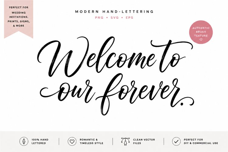 Wedding Welcome Sign Hand Lettering PNG EPS