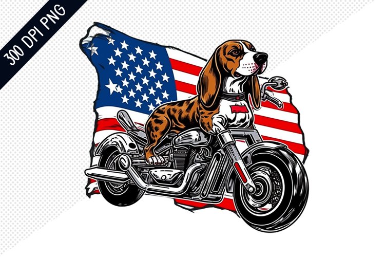 DOG Ride American Bike Sublimation - 4th of July sublimation example image 1