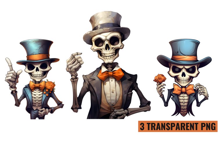 Watercolor Magician Skeleton Sublimation, PNG