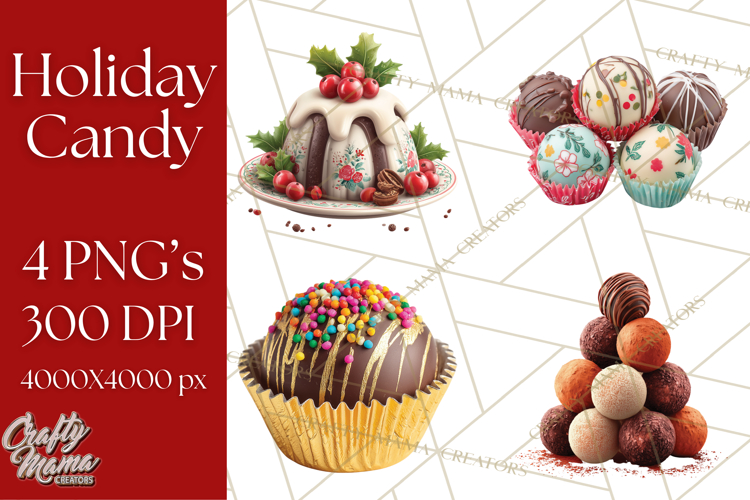 Christmas Candy Clipart PNG, Realistic Holiday Treats