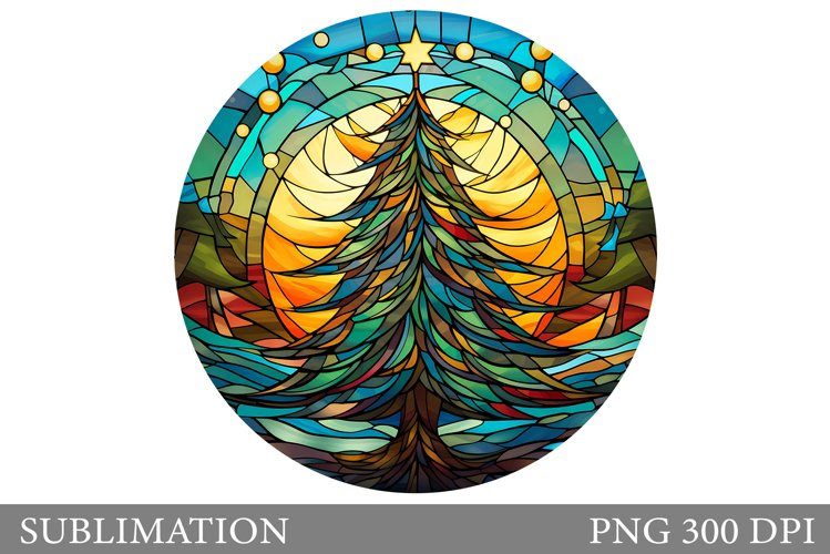 Stained Glass Christmas Tree. Christmas Tree Sublimation