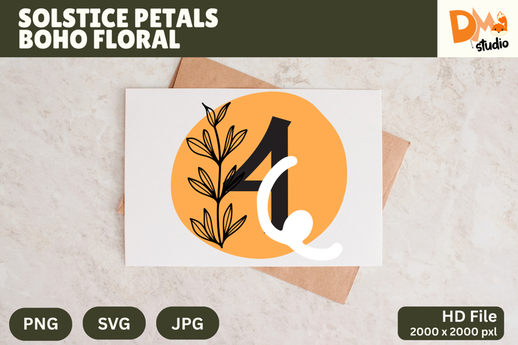 Solstice Petals Boho Floral Monogram