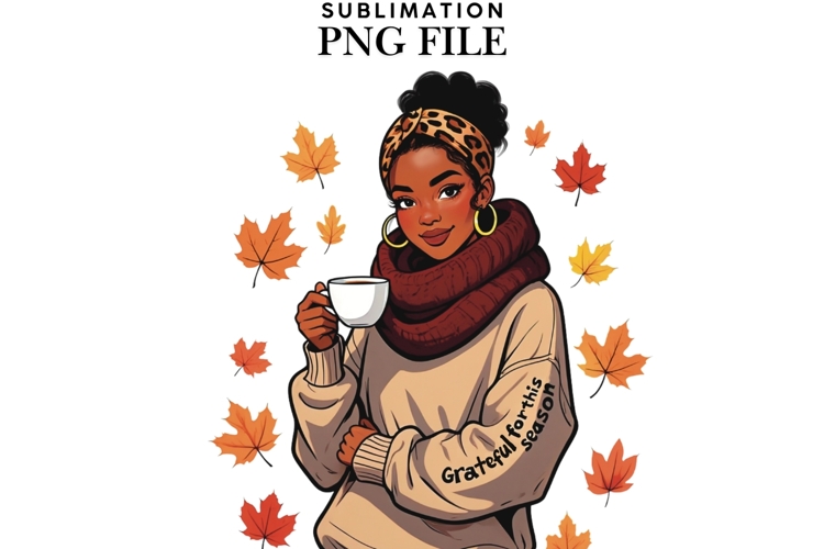 Motivational Autumn melanin woman png