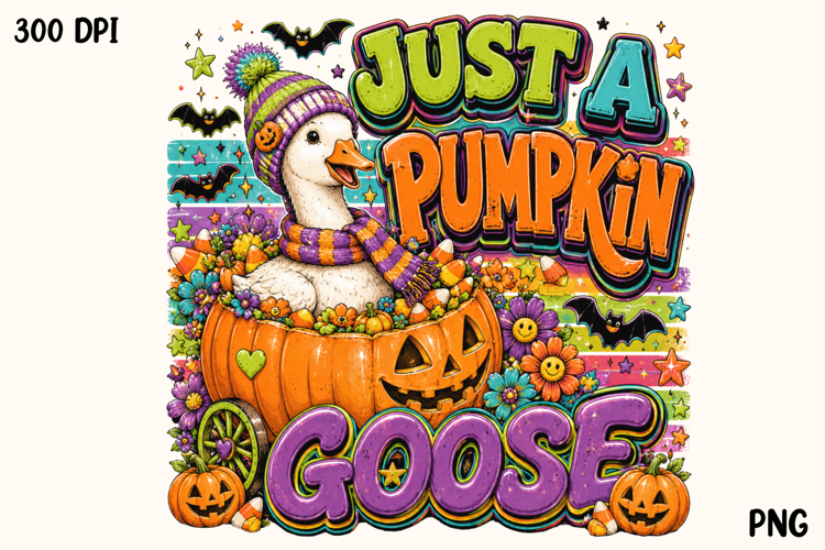 Just A Pumpkin Goose Cute Halloween Vintage PNG