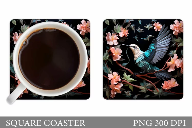 Bird Coaster Sublimation. Bird Square Coaster Design