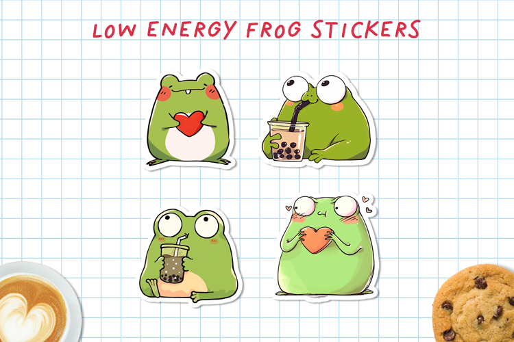 Low Energy Frog Stickers | Cute Frog PNG & Cricut Sheet