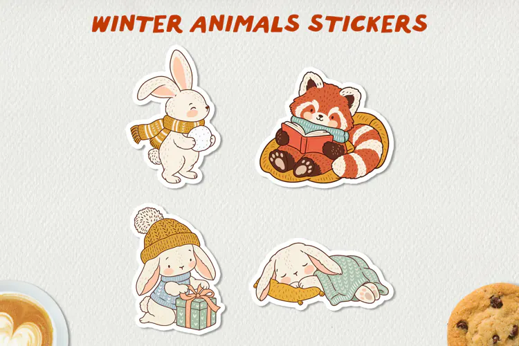 Cute Winter Animal Sticker PNG | Cozy Animal Clipart