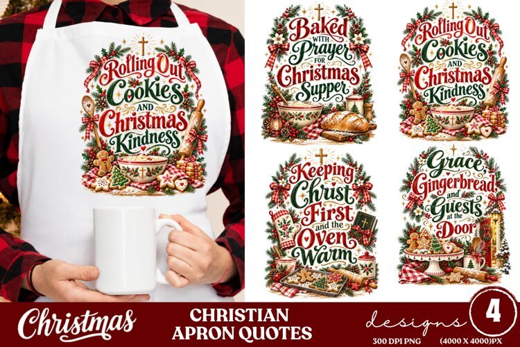4 Christian Christmas Apron PNG Designs, 4 Faith Christmas B example image 1
