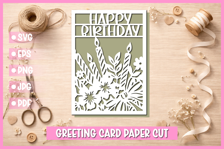 Happy Birthday Greeting card SVG,Paper cut SVG Birthday Card