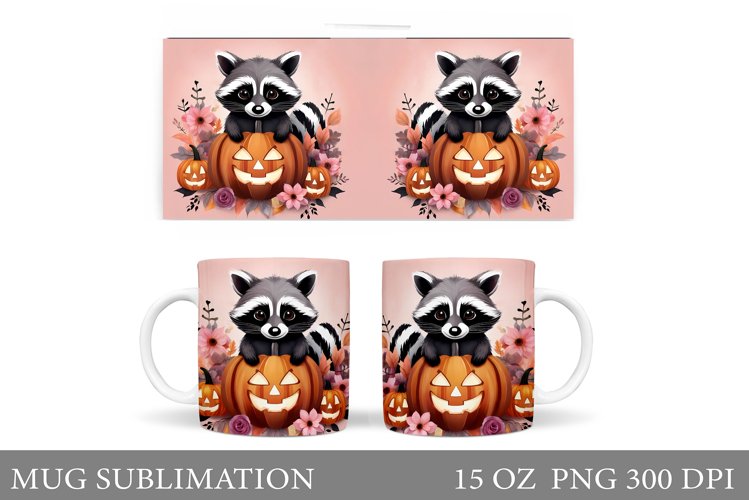 Cute Raccoon Mug Sublimation. Halloween Mug Sublimation example image 1