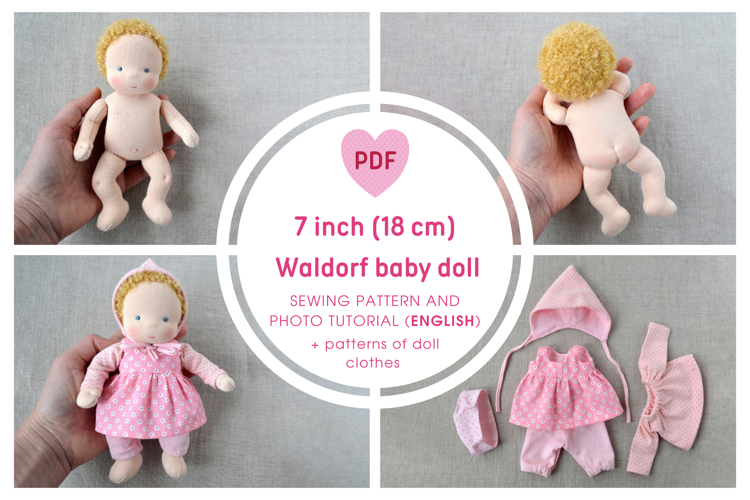 7/18 cm Waldorf baby doll PDF pattern and tutorial