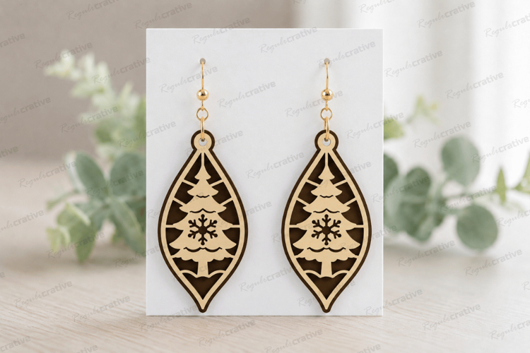 Christmas Earrings Laser Cut SVG File,Christmas Earrings SVG