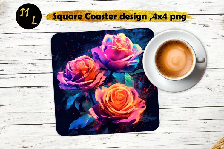 Roses Coaster sublimation,Flowers Square Coaster design