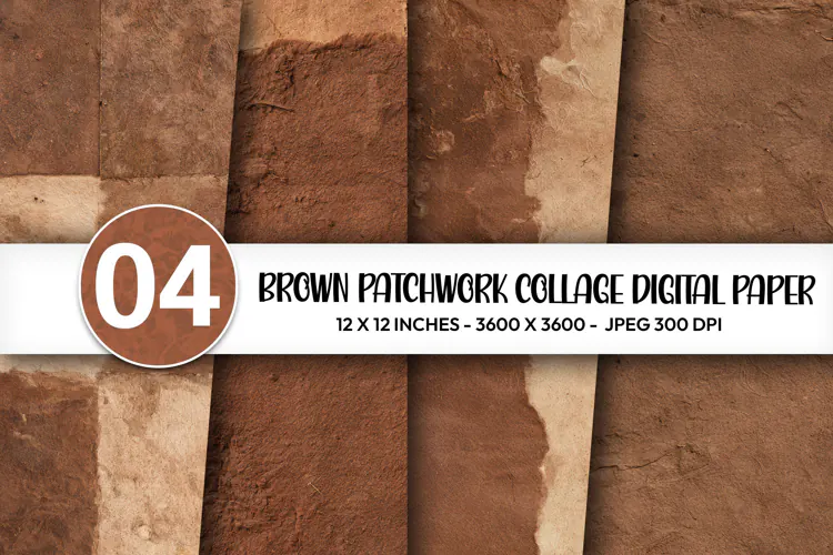 Brown Patchwork Collage Digital Paper