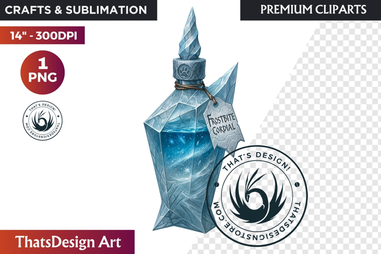 Christmas Winter Potion Bottles PNG, Magical Holiday Clipart