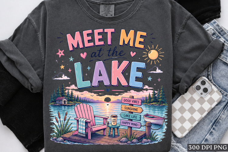 Meet Me at the Lake Retro Summer Lake Life PNG Design