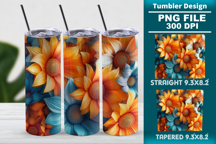 3D floral tumbler wrap design