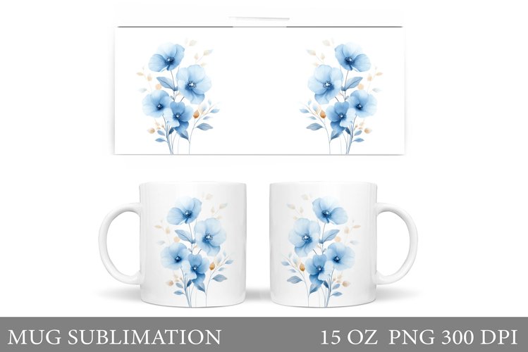 Flowers Mug Sublimation. Floral Mug Wrap Design