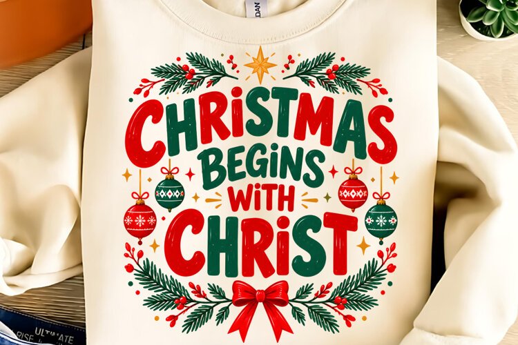 Christmas Begins With Christ PNG. Funny Christmas PNG example image 1