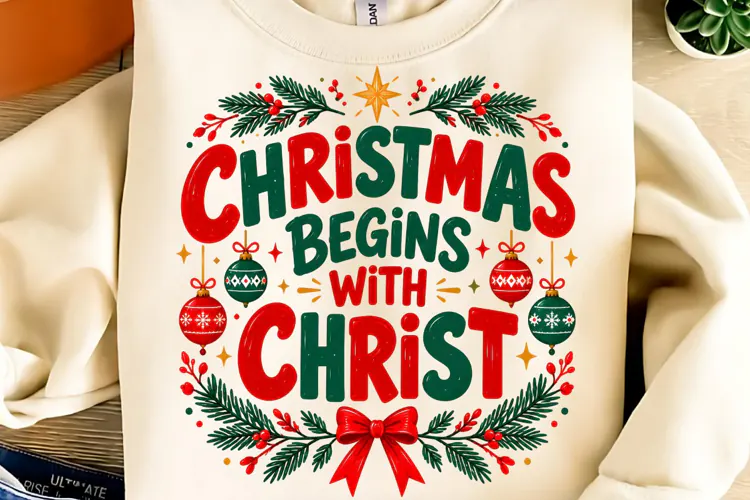 Christmas Begins With Christ PNG. Funny Christmas PNG
