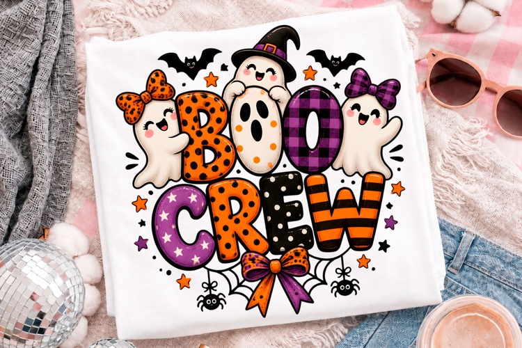 Cute Boo Crew Ghost Halloween Spooky Season T-Shirt Design