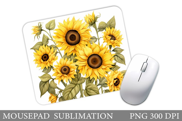 Sunflowers Mouse Pad Design. Flowers Mouse Pad Template