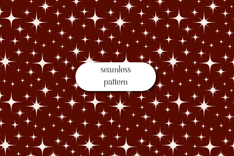 Burgundy and Cream Retro Starburst Seamless Pattern