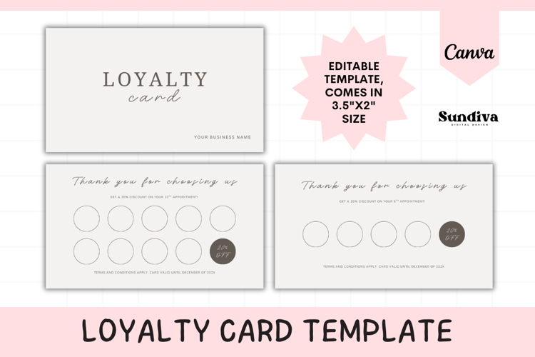 Editable Loyalty Card Template 9 | Customer Discount Stamp