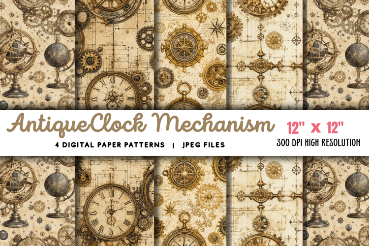 Antique Clock Mechanism Paper JPG