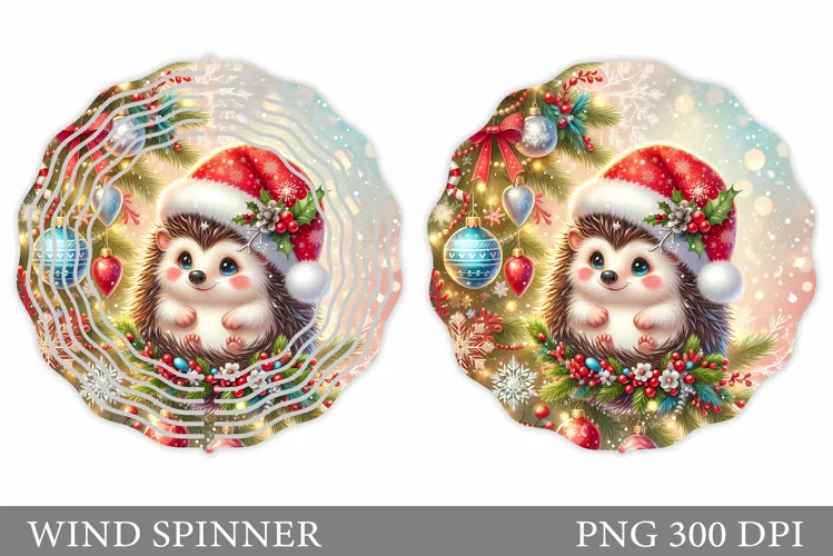 Christmas Hedgehog Wind Spinner. Christmas Wind Spinner
