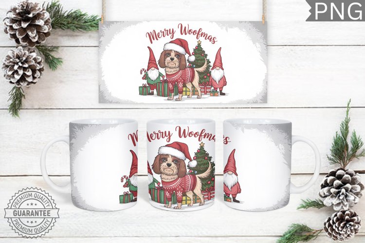 Merry Woofmas Mug Wrap - Christmas Mug Sublimation