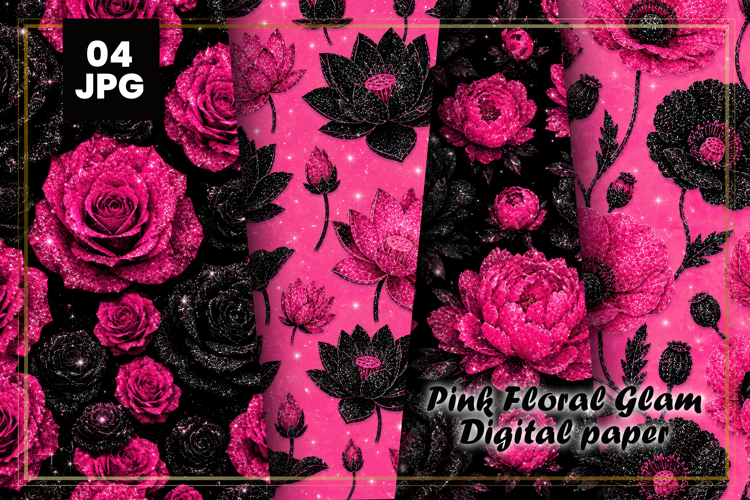 Pink Floral Glam Digital Paper